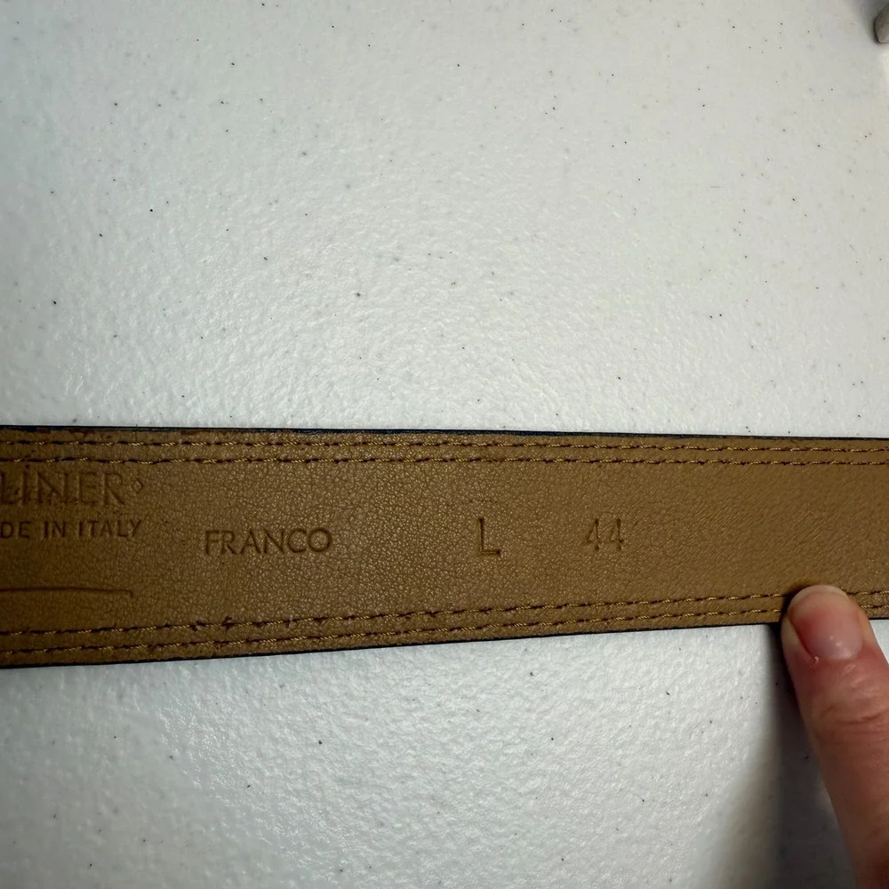 Donald J. Pliner Made in Italy Franco Royal Blue Suede Leather Belt Size L 44